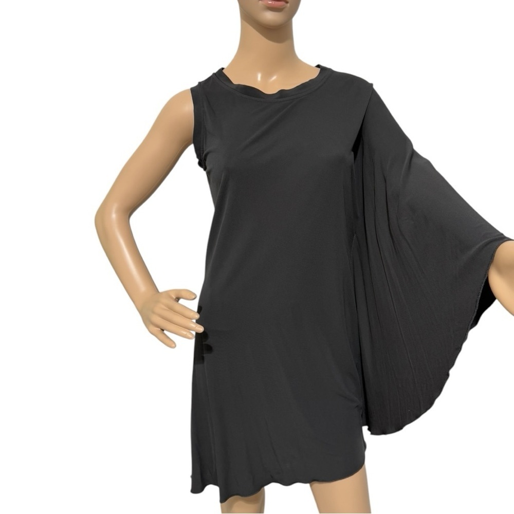 Haute Hippie Oone Shoulder Dress Black Matte Jersey Size S